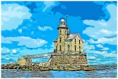 Stone Architecture of Stratford Shoal Light - Digital Painting